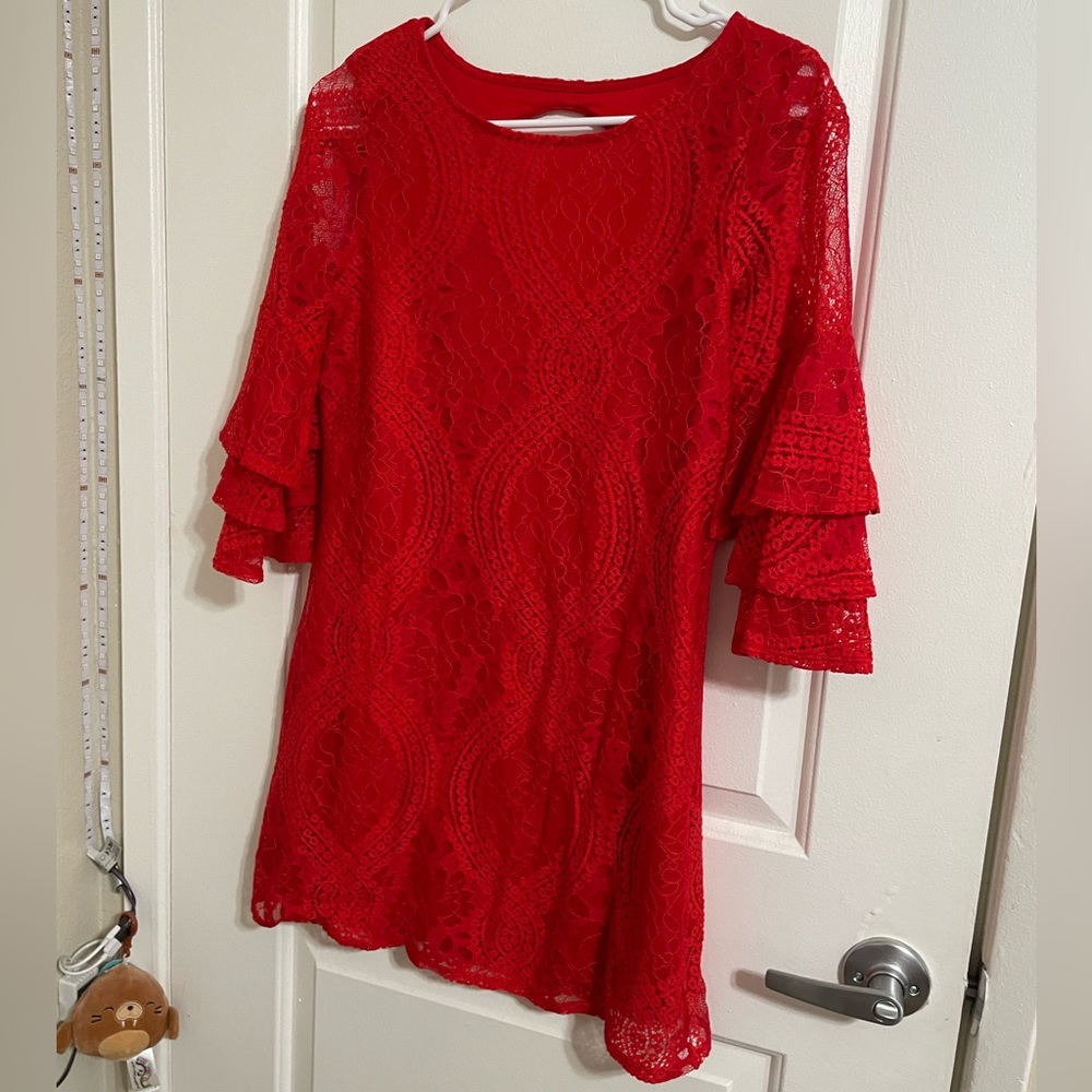 Red lace dress